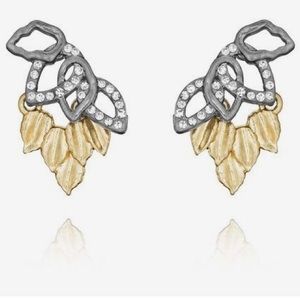 C+I Layered Leaves Statement Stud Earrings